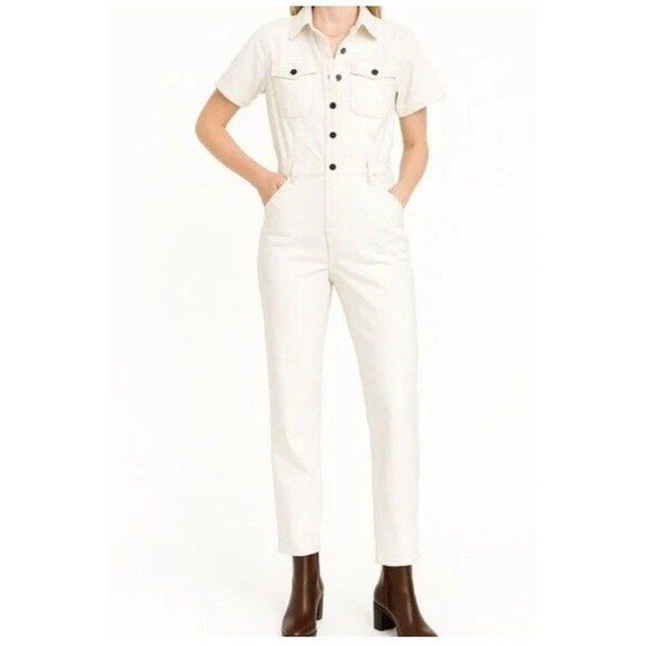 Avec Les Filles Anthropologie Denim Utility Jumpsuit Boiler Suit Romper Womens S - Picture 1 of 8